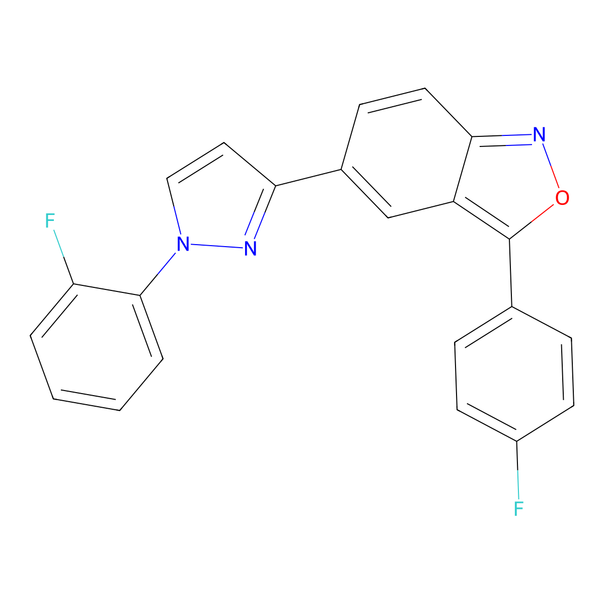 3-(4-fluorophenyl)-5-[1-(2-fluorophenyl)-1H-pyrazol-3-yl]-2,1-benzisoxazole molecular structure, CAS 321526-22-1
