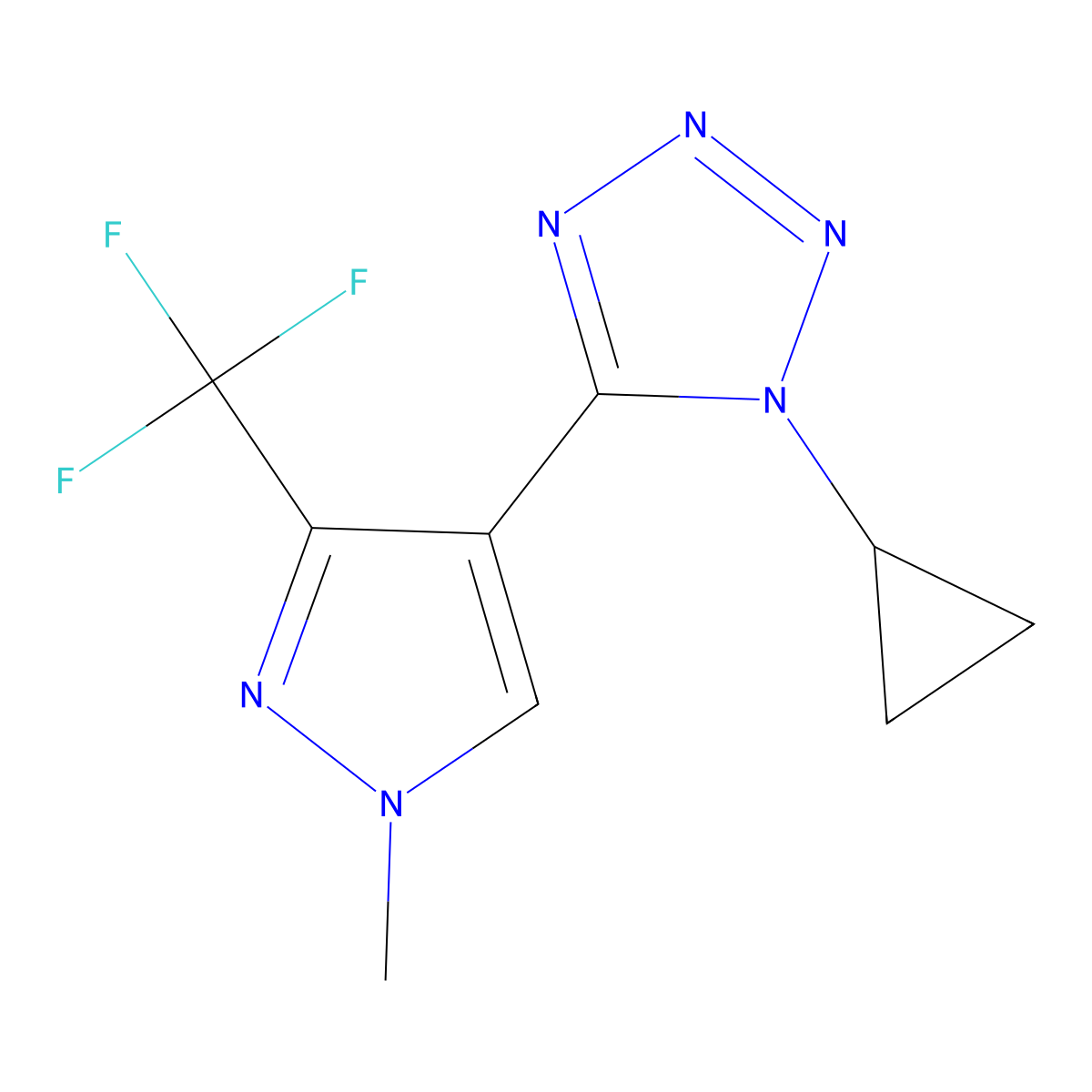1-cyclopropyl-5-[1-methyl-3-(trifluoromethyl)-1H-pyrazol-4-yl]-1H-1,2,3,4-tetraazole molecular structure, CAS 321526-29-8