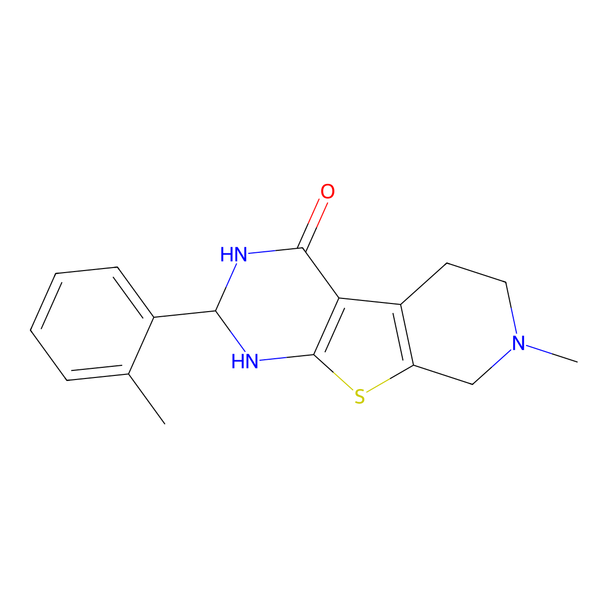 7-methyl-2-(2-methylphenyl)-2,3,5,6,7,8-hexahydropyrido[4',3':4,5]thieno[2,3-d]pyrimidin-4(1H)-one molecular structure, CAS 321529-43-5
