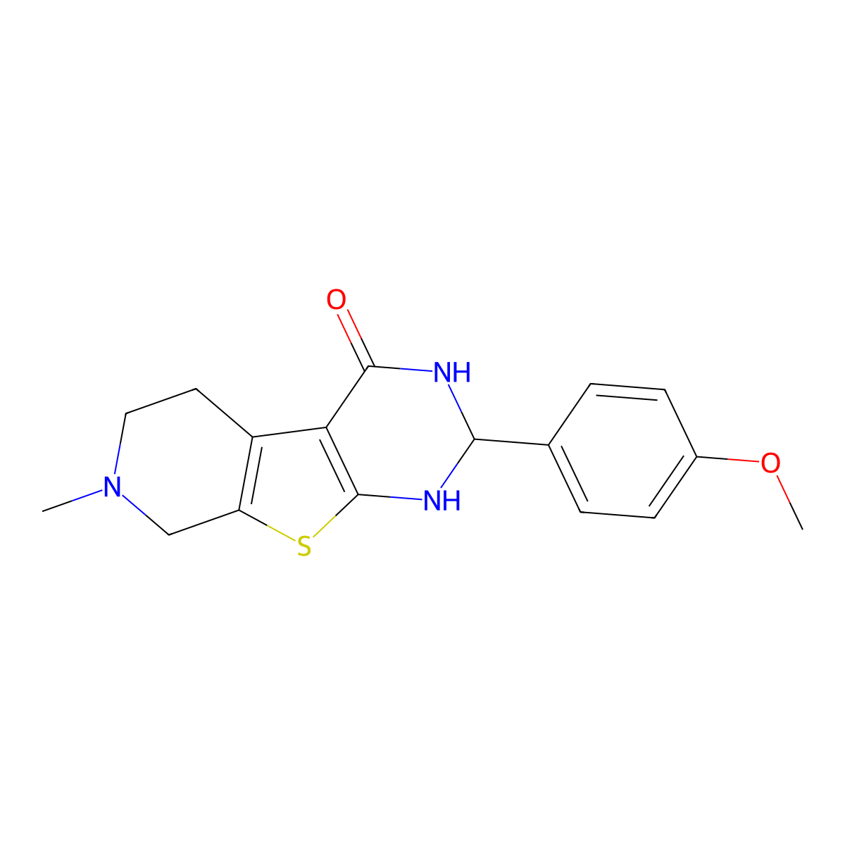 2-(4-methoxyphenyl)-7-methyl-2,3,5,6,7,8-hexahydropyrido[4',3':4,5]thieno[2,3-d]pyrimidin-4(1H)-one molecular structure, CAS 321529-53-7