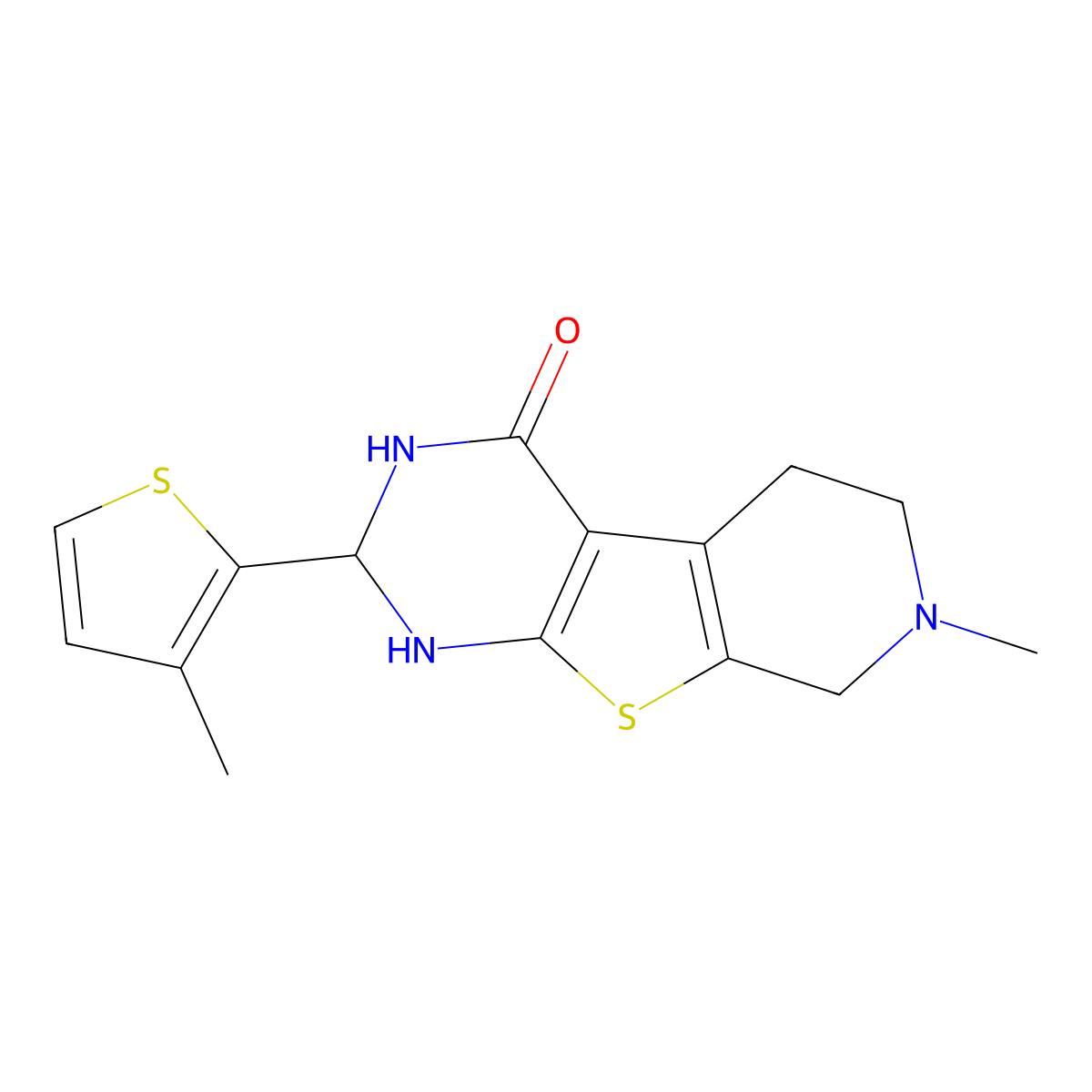 7-Methyl-2-(3-methylthiophen-2-yl)-1,2,3,5,6,8-hexahydropyrido[2,3]thieno[2,4-d]pyrimidin-4-one molecular structure, CAS 321529-55-9