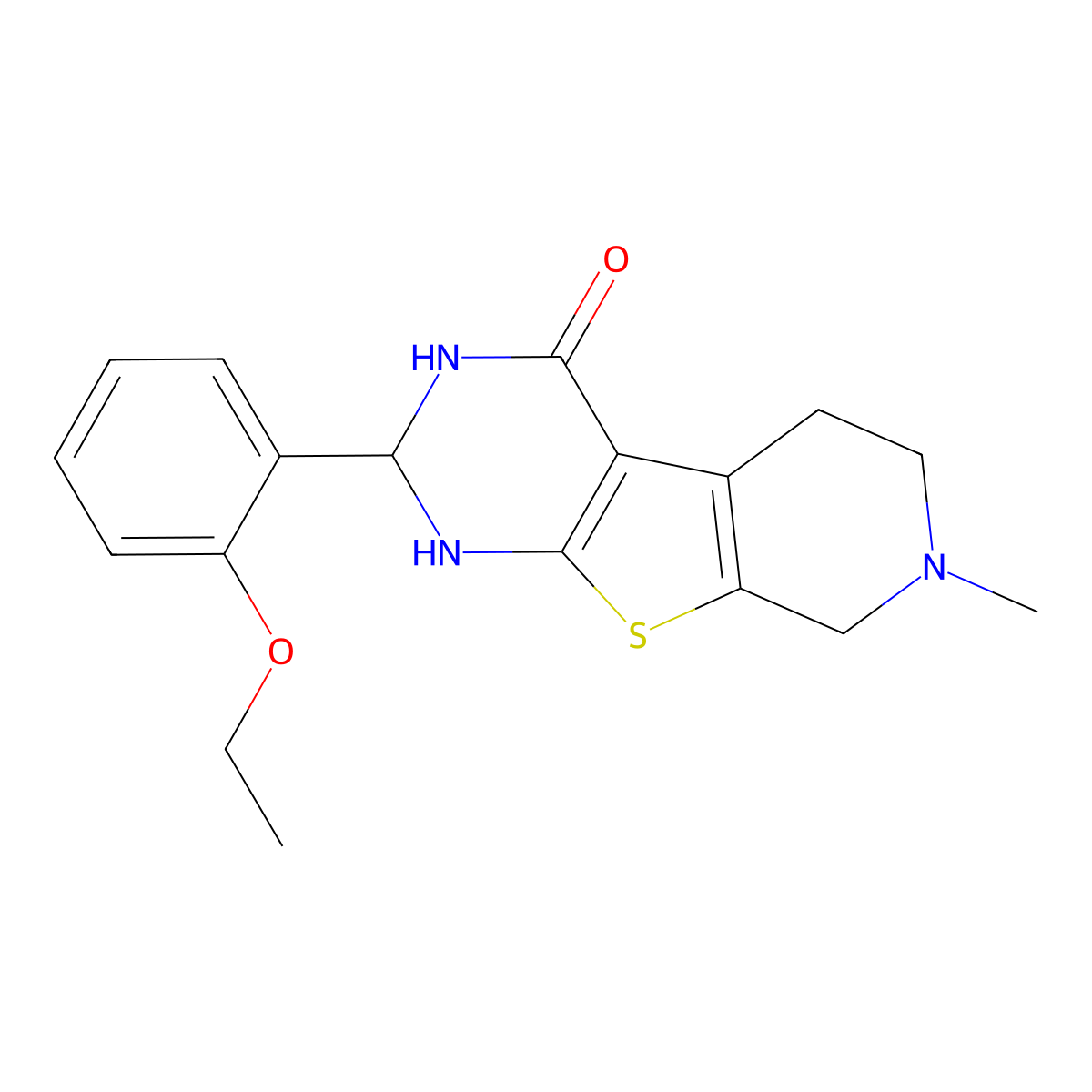 2-(2-ethoxyphenyl)-7-methyl-2,3,5,6,7,8-hexahydropyrido[4',3':4,5]thieno[2,3-d]pyrimidin-4(1H)-one molecular structure, CAS 321529-57-1