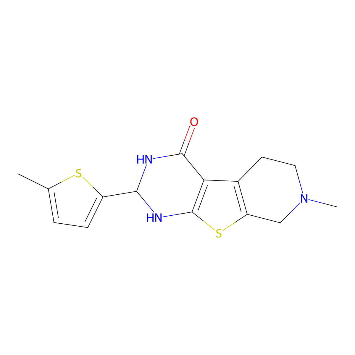 7-Methyl-2-(5-methylthiophen-2-yl)-1,2,3,5,6,8-hexahydropyrido[2,3]thieno[2,4-d]pyrimidin-4-one molecular structure, CAS 321529-58-2