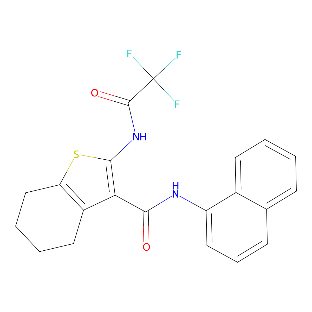 N-(naphthalen-1-yl)-2-(2,2,2-trifluoroacetamido)-4,5,6,7-tetrahydro-1-benzothiophene-3-carboxamide molecular structure, CAS 321529-84-4