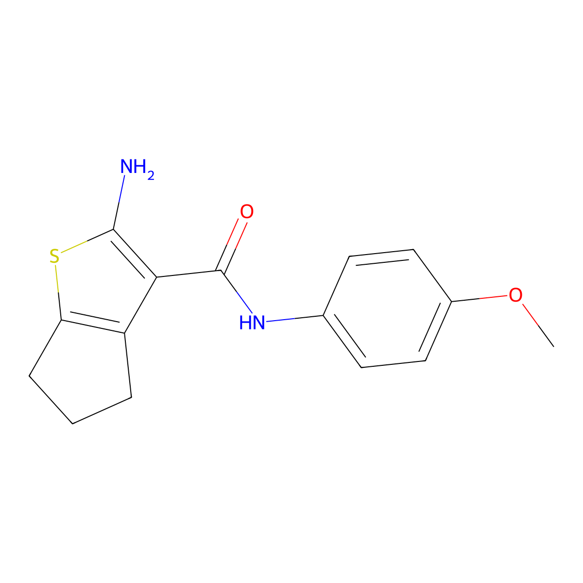 2-amino-N-(4-methoxyphenyl)-5,6-dihydro-4H-cyclopenta[b]thiophene-3-carboxamide molecular structure, CAS 321529-87-7