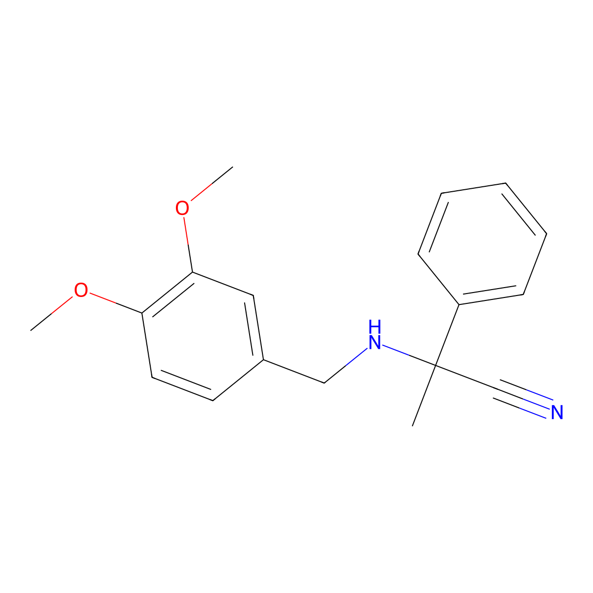 2-[(3,4-Dimethoxybenzyl)amino]-2-phenylpropanenitrile molecular structure, CAS 32153-05-2