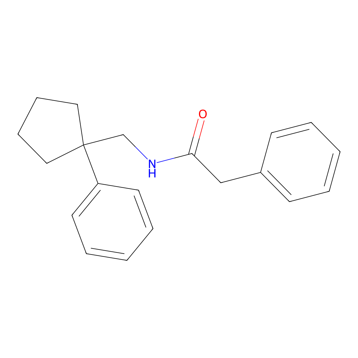 2-phenyl-N-[(1-phenylcyclopentyl)methyl]acetamide molecular structure, CAS 32153-22-3