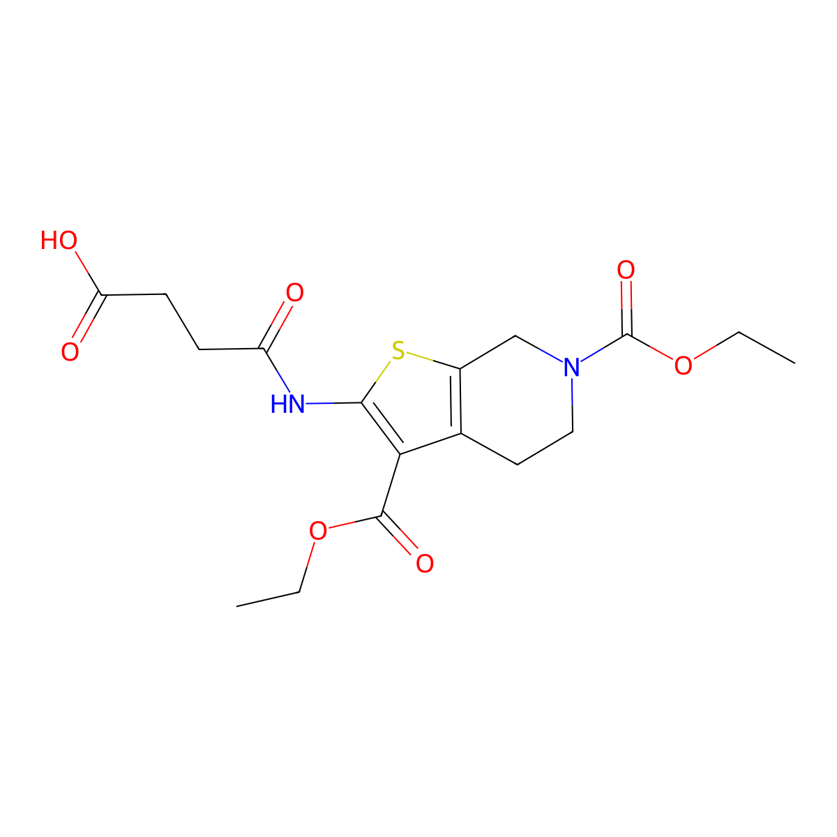 4-{[3,6-Bis(ethoxycarbonyl)-4,5,6,7-tetrahydrothieno[2,3-c]pyridin-2-yl]amino}-4-oxobutanoic acid molecular structure, CAS 321530-04-5