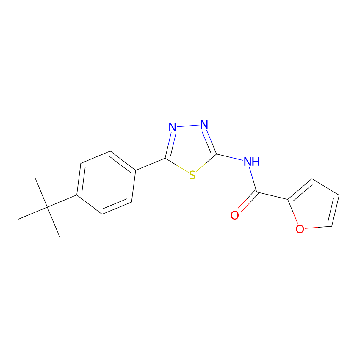 N-[5-(4-tert-butylphenyl)-1,3,4-thiadiazol-2-yl]furan-2-carboxamide molecular structure, CAS 321530-21-6