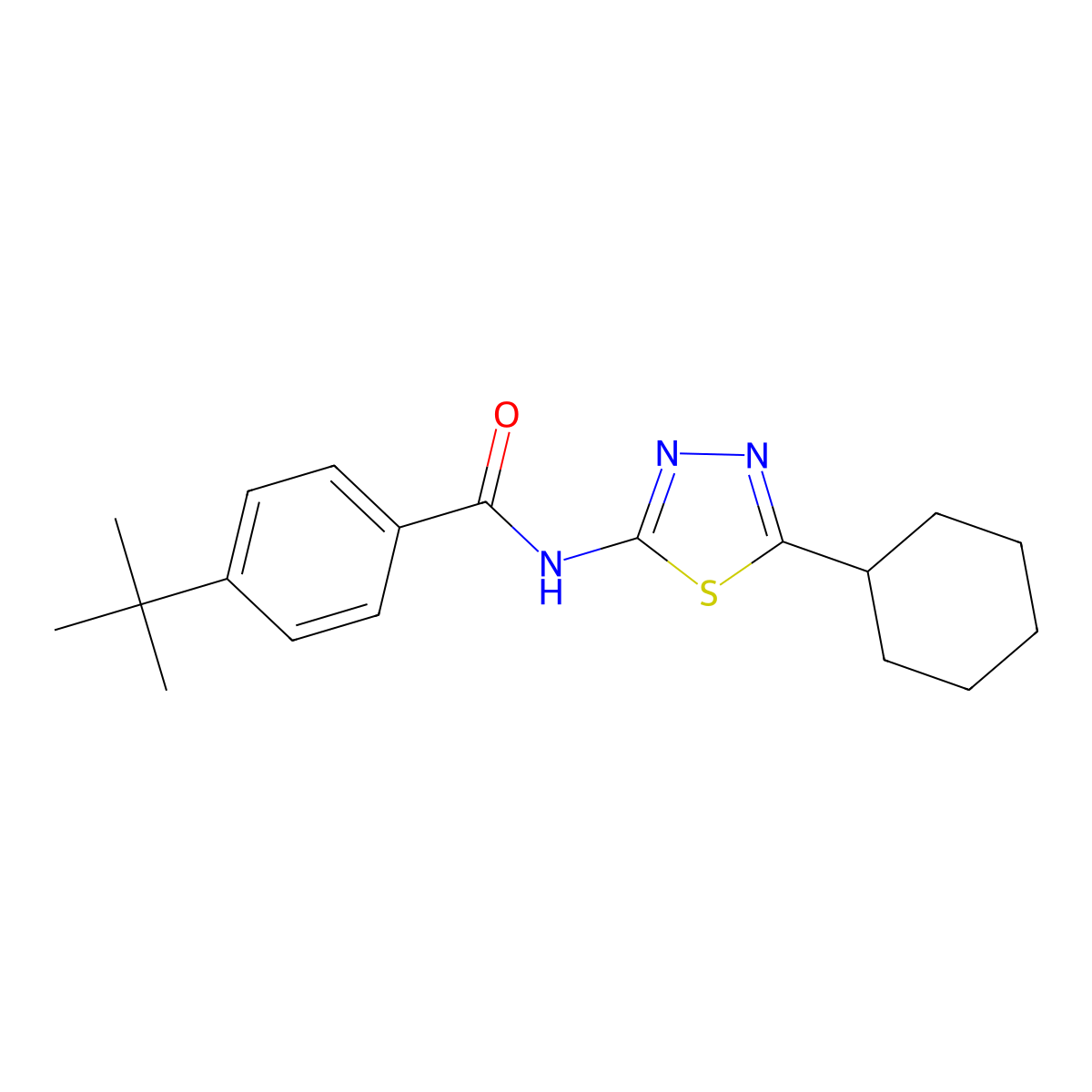 4-tert-butyl-N-(5-cyclohexyl-1,3,4-thiadiazol-2-yl)benzamide molecular structure, CAS 321530-29-4