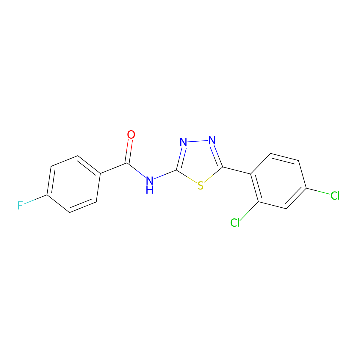 N-[5-(2,4-dichlorophenyl)-1,3,4-thiadiazol-2-yl]-4-fluorobenzamide molecular structure, CAS 321530-31-8