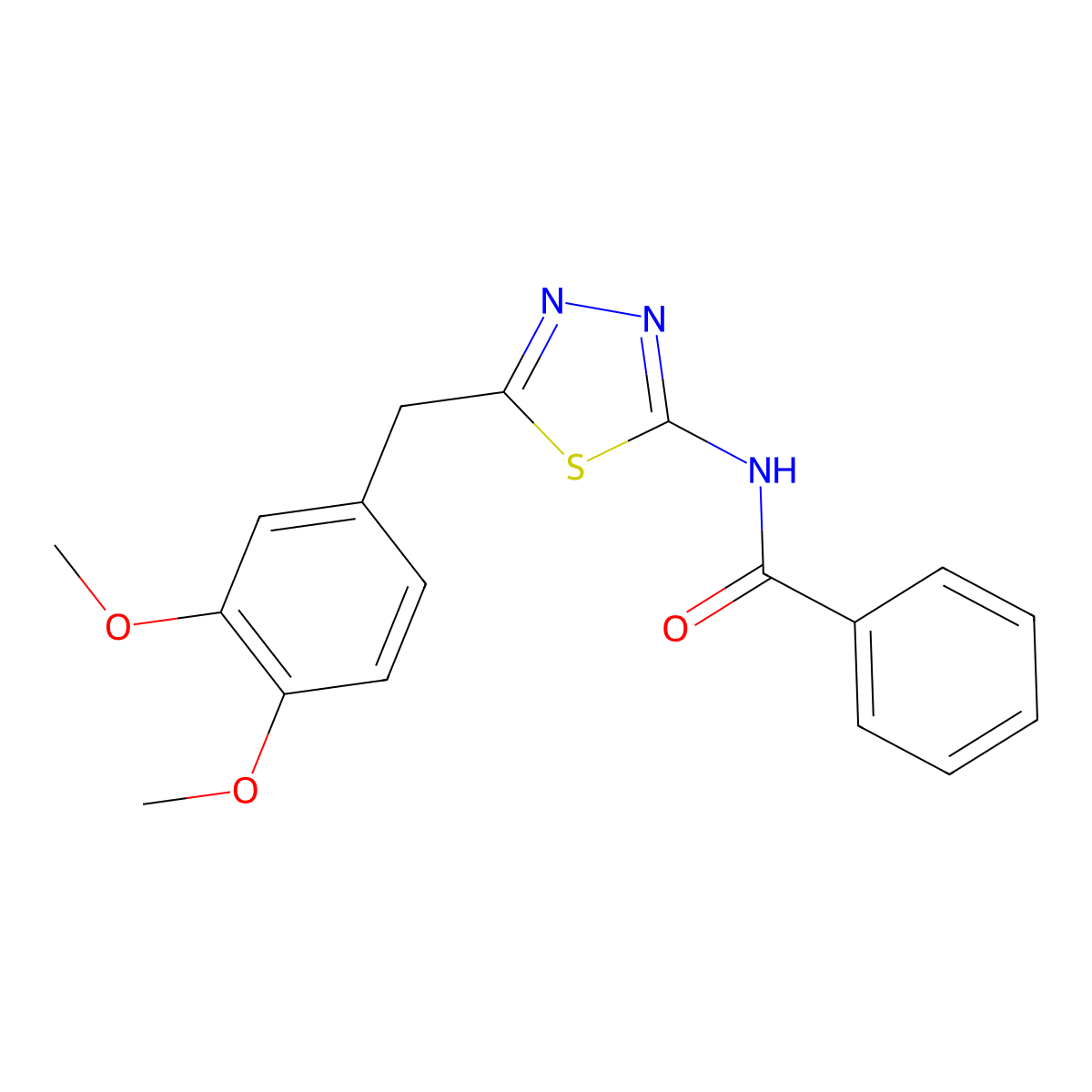 N-[5-[(3,4-dimethoxyphenyl)methyl]-1,3,4-thiadiazol-2-yl]benzamide molecular structure, CAS 321530-36-3