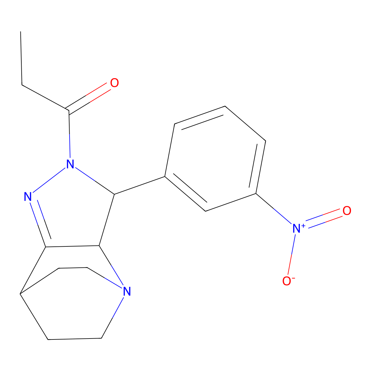 1-(3-(3-nitrophenyl)-3,3a,6,7-tetrahydro-4,7-ethanopyrazolo[4,3-b]pyridin-2(5H)-yl)propan-1-one molecular structure, CAS 321531-35-5
