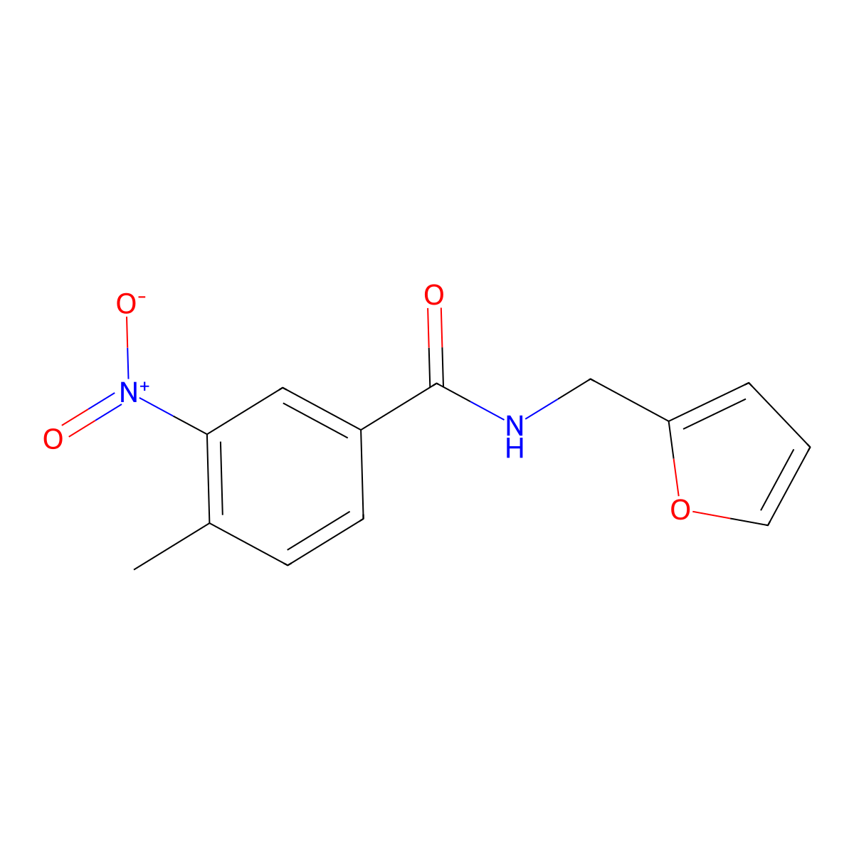 N-(furan-2-ylmethyl)-4-methyl-3-nitrobenzamide molecular structure, CAS 321531-37-7