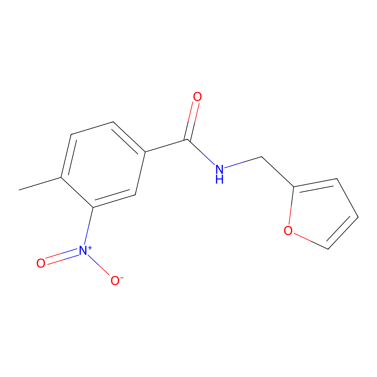 N-(furan-2-ylmethyl)-4-methyl-3-nitrobenzamide molecular structure, CAS 321531-37-7