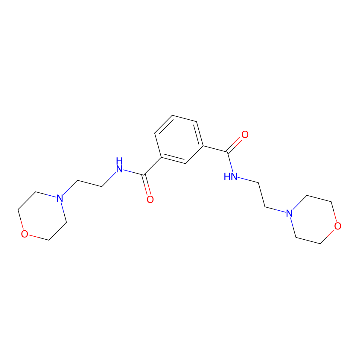 1-N,3-N-bis(2-morpholin-4-ylethyl)benzene-1,3-dicarboxamide molecular structure, CAS 321531-60-6