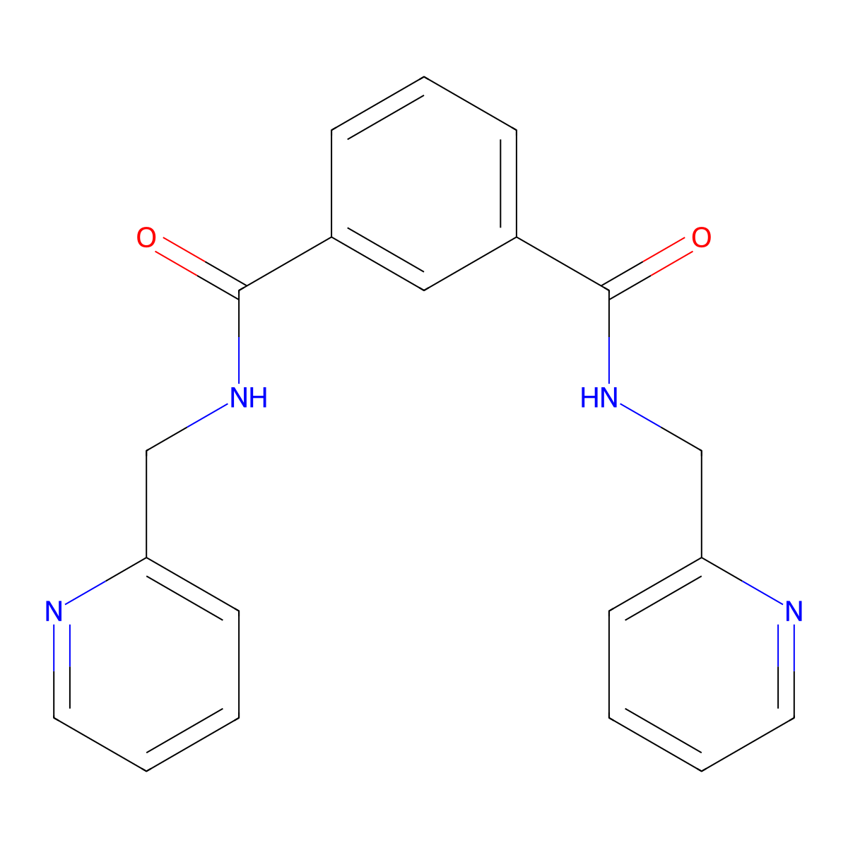 1-N,3-N-bis(pyridin-2-ylmethyl)benzene-1,3-dicarboxamide molecular structure, CAS 321531-61-7