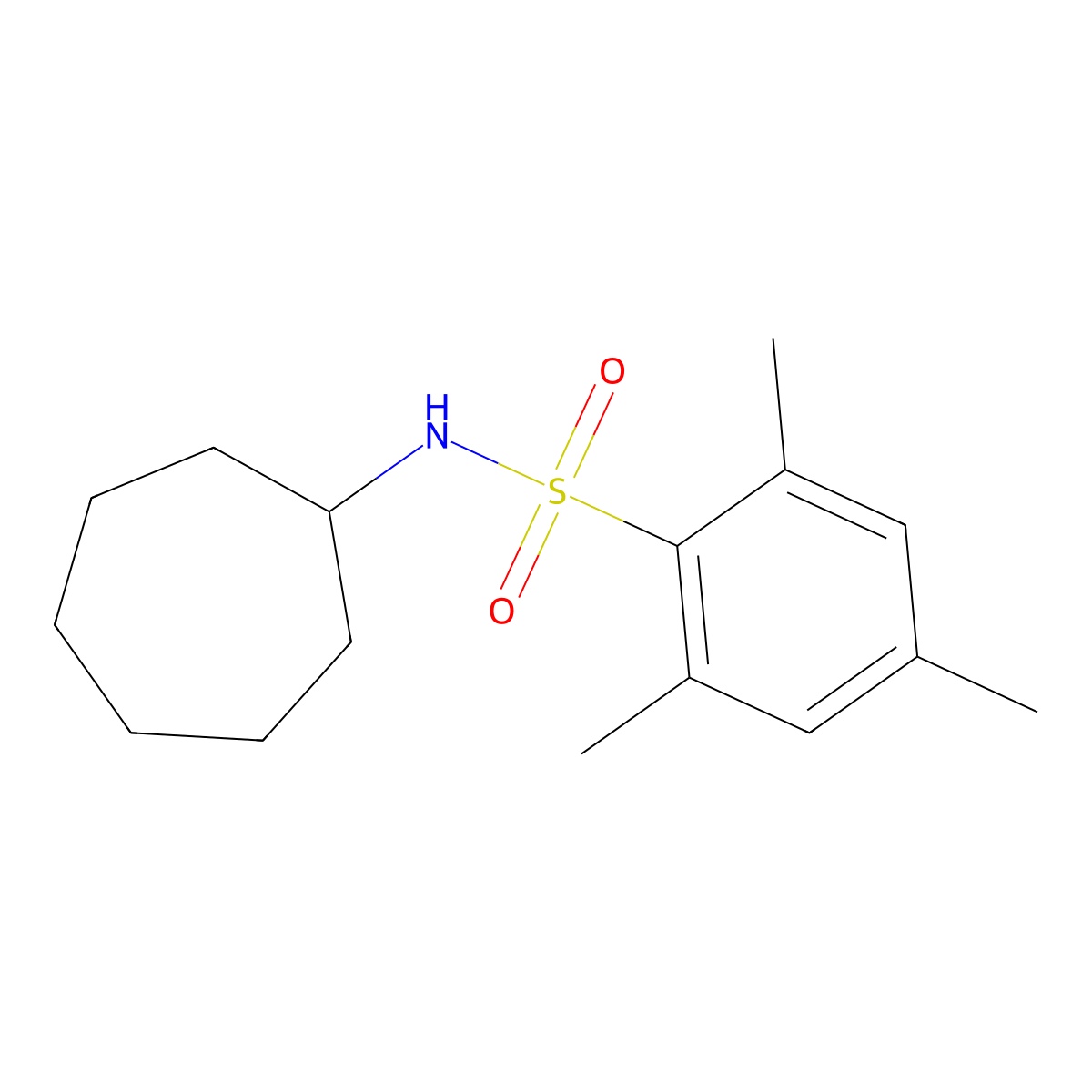 N-cycloheptyl-2,4,6-trimethylbenzene-1-sulfonamide molecular structure, CAS 321531-70-8