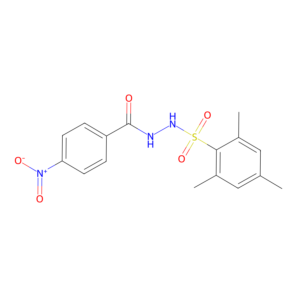 4-nitro-N'-(2,4,6-trimethylphenyl)sulfonylbenzohydrazide molecular structure, CAS 321531-89-9