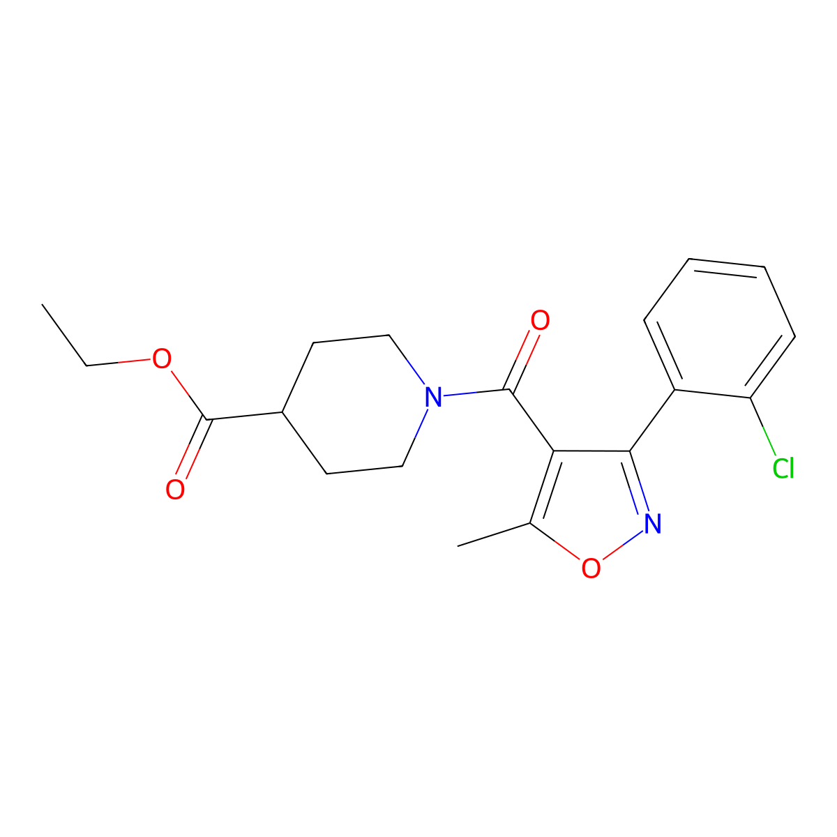 Ethyl 1-[3-(2-chlorophenyl)-5-methyl-1,2-oxazole-4-carbonyl]piperidine-4-carboxylate molecular structure, CAS 321532-09-6