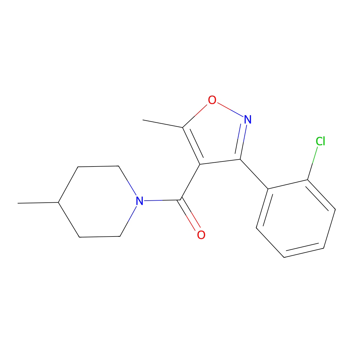 [3-(2-Chlorophenyl)-5-methyl-1,2-oxazol-4-yl]-(4-methylpiperidin-1-yl)methanone molecular structure, CAS 321532-10-9