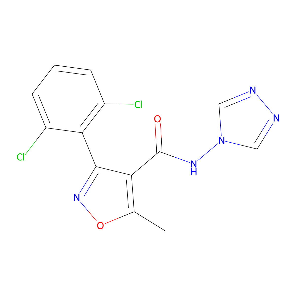 3-(2,6-dichlorophenyl)-5-methyl-N-(1,2,4-triazol-4-yl)-1,2-oxazole-4-carboxamide molecular structure, CAS 321532-14-3