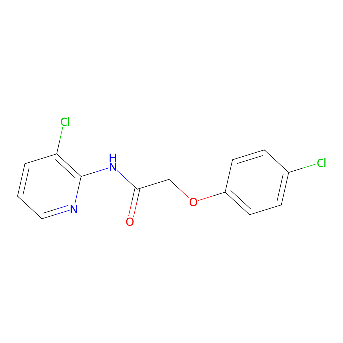 2-(4-chlorophenoxy)-N-(3-chloropyridin-2-yl)acetamide molecular structure, CAS 321532-69-8