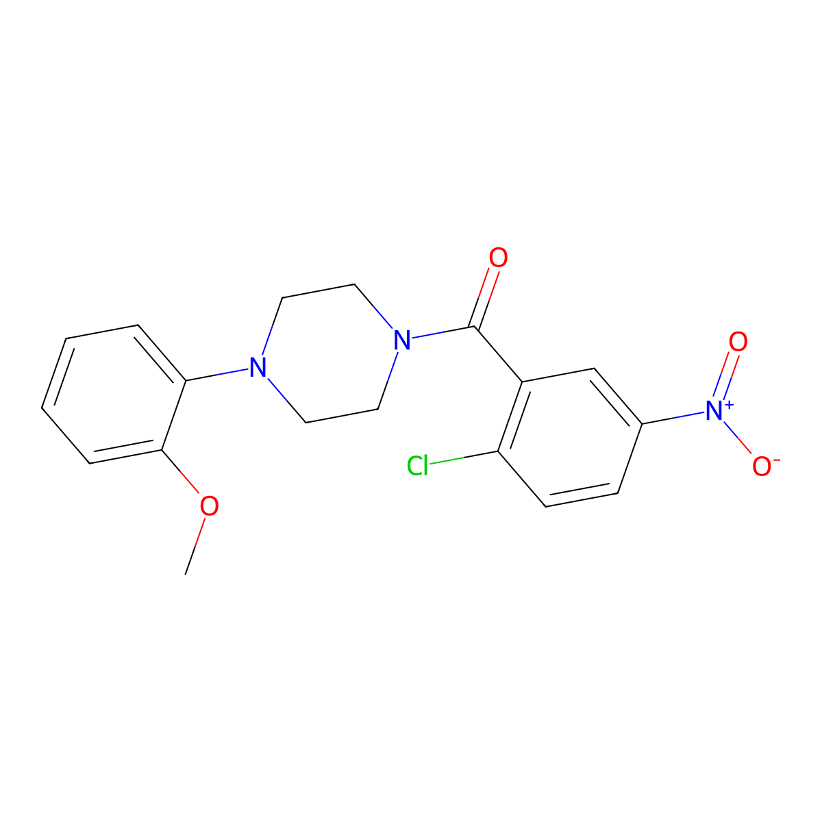 (2-Chloro-5-nitrophenyl)(4-(2-methoxyphenyl)piperazin-1-yl)methanone molecular structure, CAS 321532-86-9
