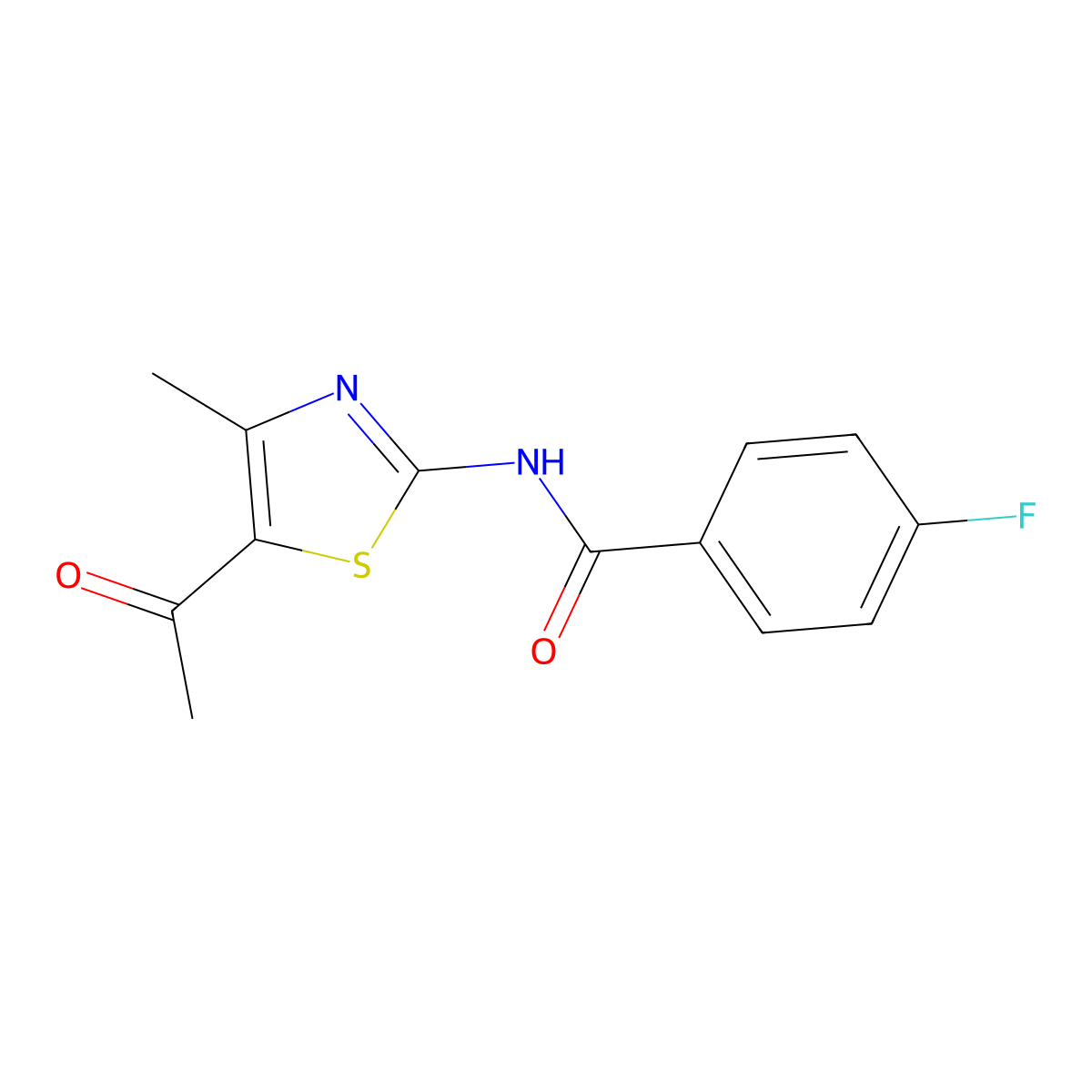 N-(5-Acetyl-4-methylthiazol-2-YL)-4-fluorobenzamide molecular structure, CAS 321532-91-6