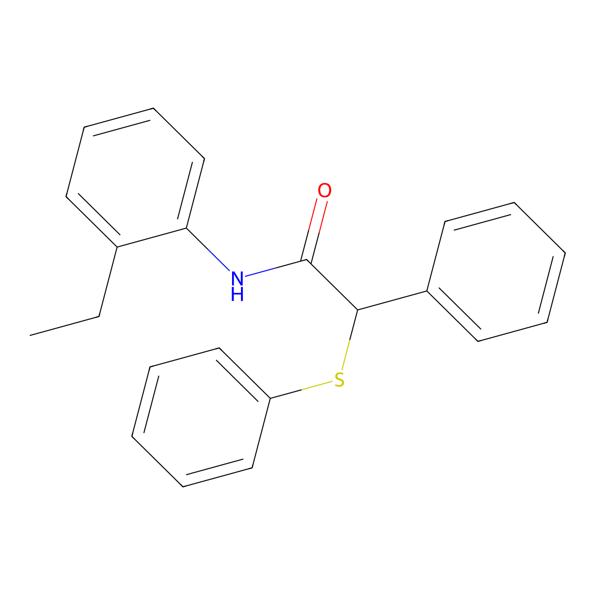 N-(2-ethylphenyl)-2-phenyl-2-phenylsulfanylacetamide molecular structure, CAS 321533-18-0