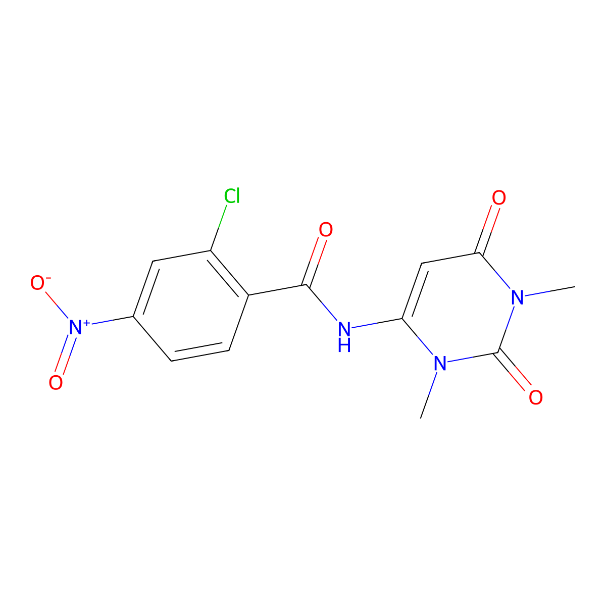2-chloro-N-(1,3-dimethyl-2,6-dioxopyrimidin-4-yl)-4-nitrobenzamide molecular structure, CAS 321533-29-3