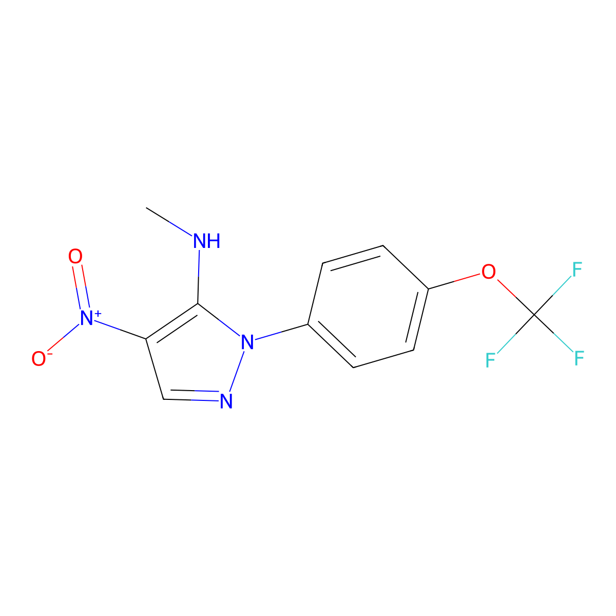 N-methyl-4-nitro-1-[4-(trifluoromethoxy)phenyl]-1H-pyrazol-5-amine molecular structure, CAS 321533-60-2