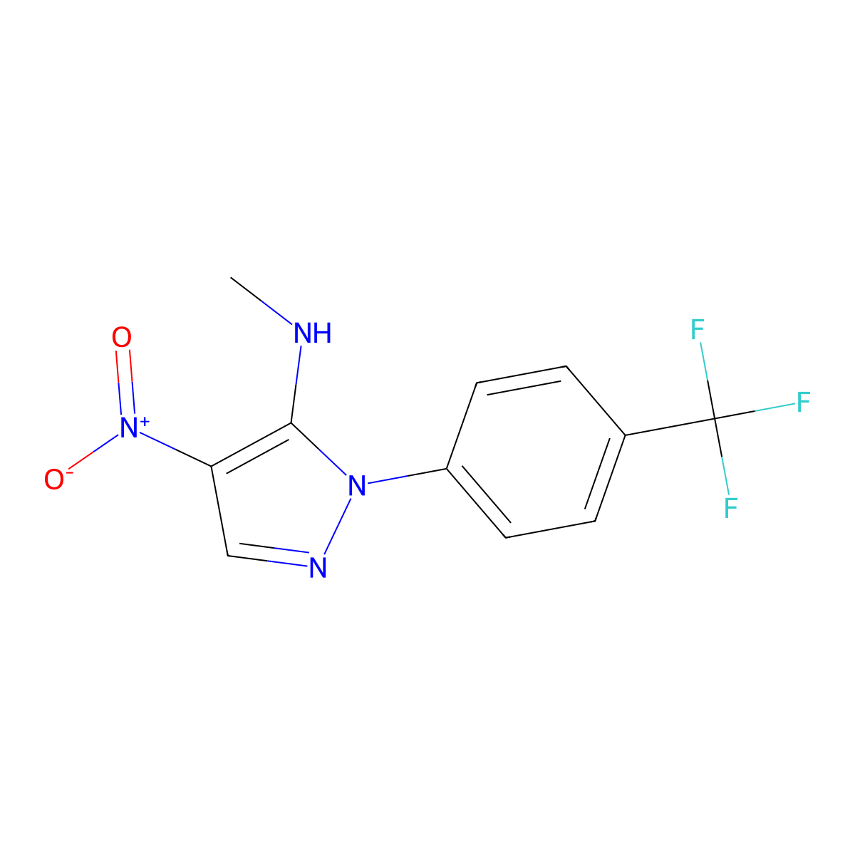 N-methyl-4-nitro-1-[4-(trifluoromethyl)phenyl]-1H-pyrazol-5-amine molecular structure, CAS 321533-61-3