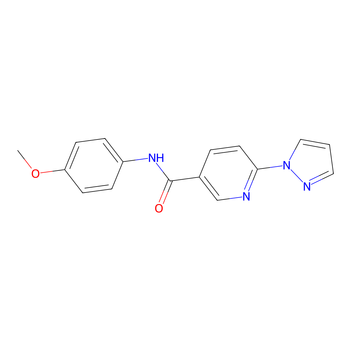 N-(4-methoxyphenyl)-6-(1H-pyrazol-1-yl)nicotinamide molecular structure, CAS 321533-63-5