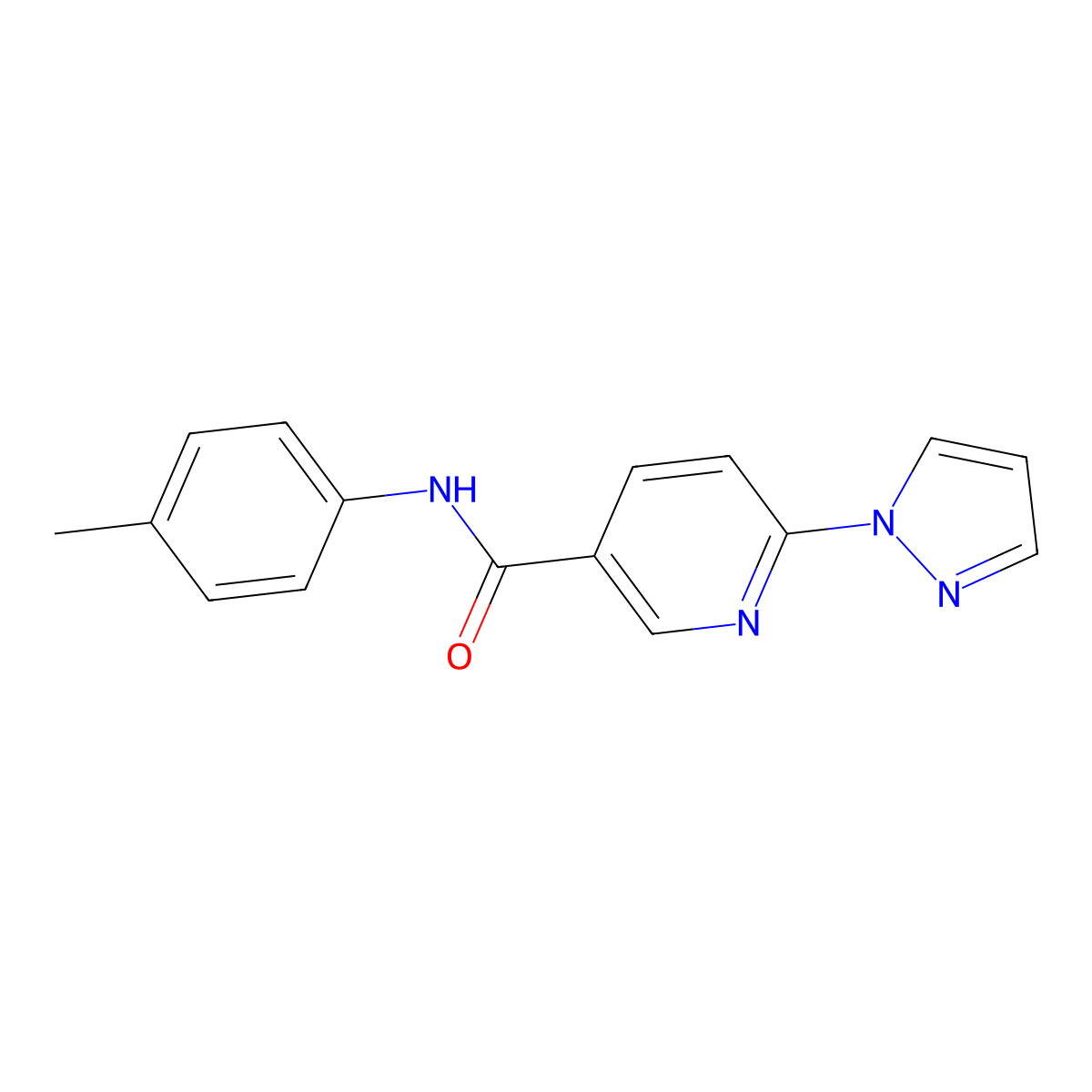 N-(4-methylphenyl)-6-(1H-pyrazol-1-yl)nicotinamide molecular structure, CAS 321533-65-7