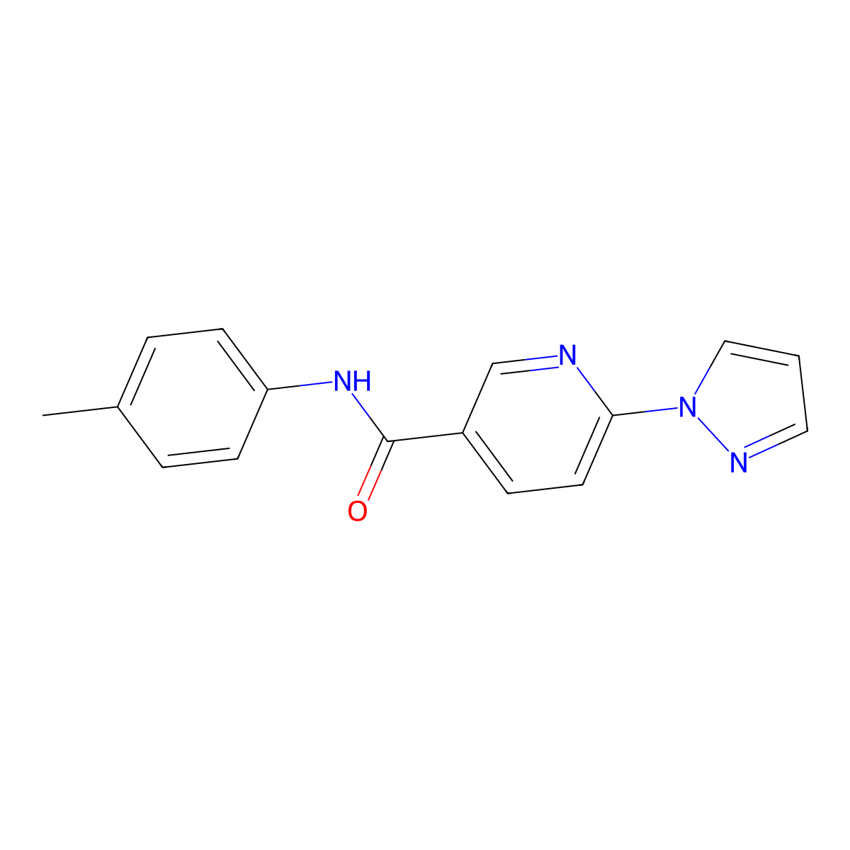 N-(4-methylphenyl)-6-(1H-pyrazol-1-yl)nicotinamide molecular structure, CAS 321533-65-7