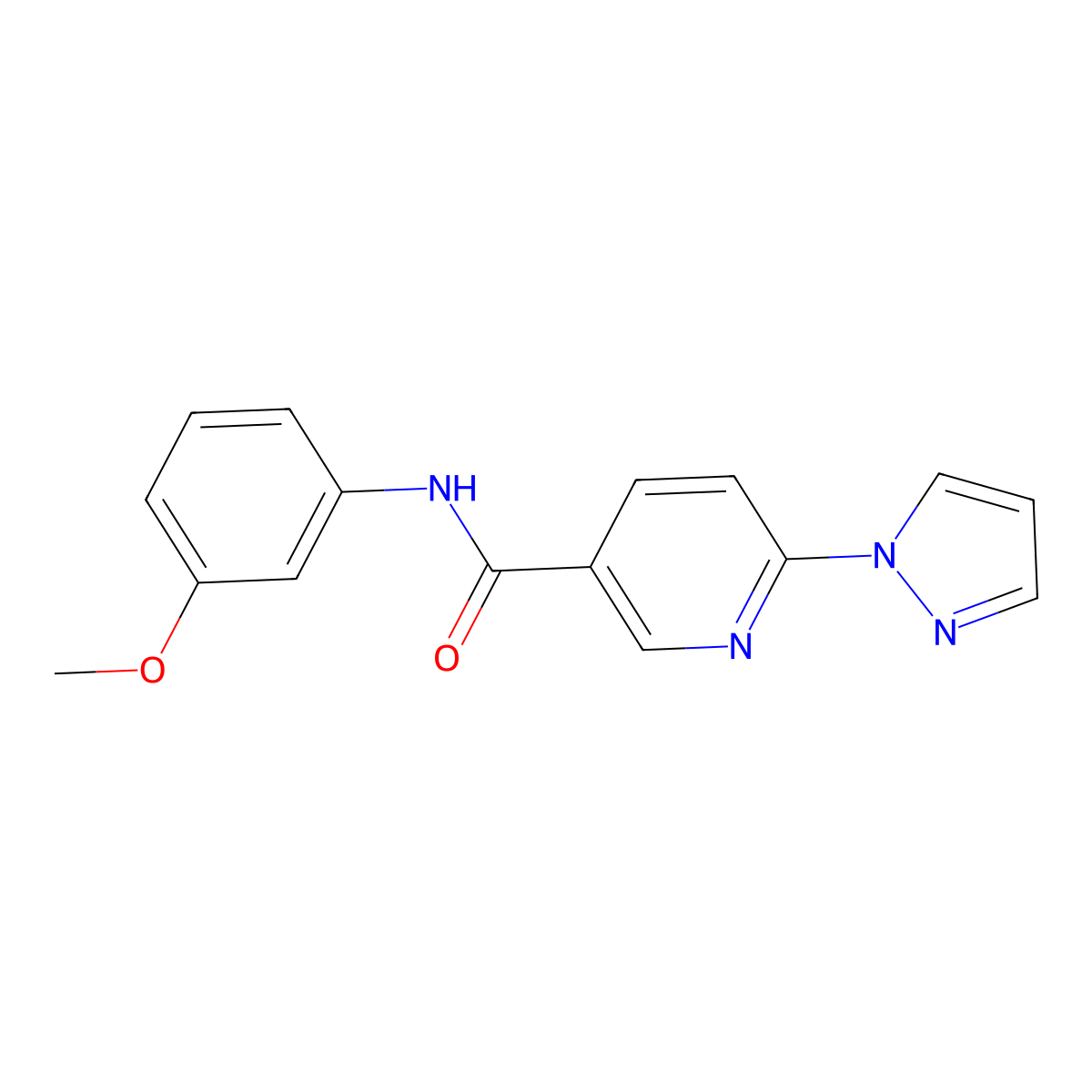 N-(3-methoxyphenyl)-6-(1H-pyrazol-1-yl)nicotinamide molecular structure, CAS 321533-66-8