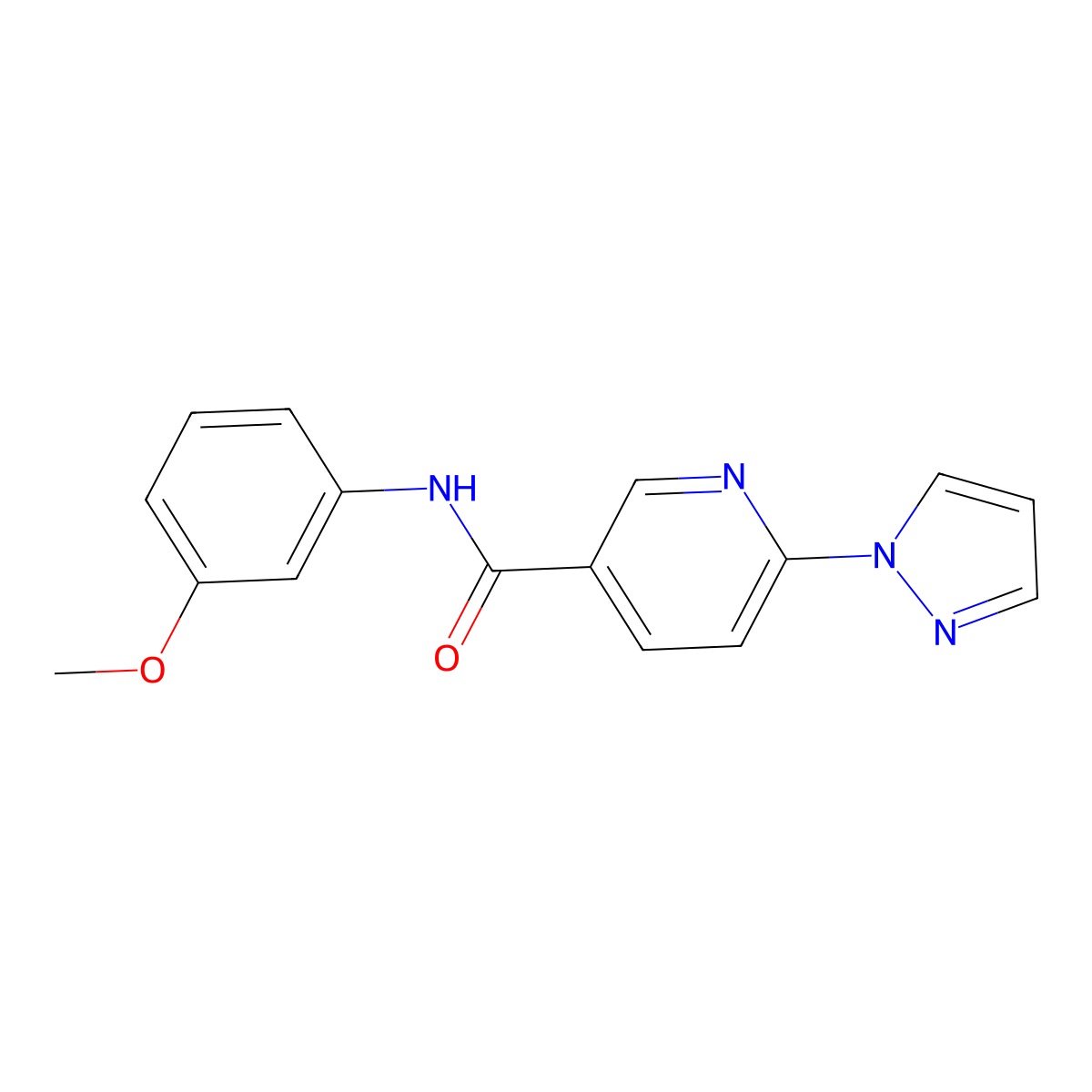 N-(3-methoxyphenyl)-6-(1H-pyrazol-1-yl)nicotinamide molecular structure, CAS 321533-66-8