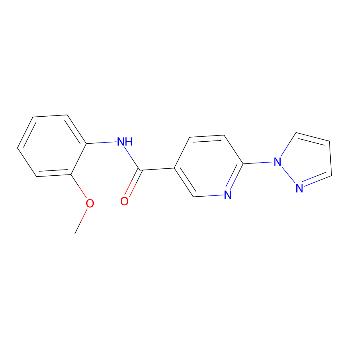 N-(2-methoxyphenyl)-6-(1H-pyrazol-1-yl)nicotinamide molecular structure, CAS 321533-67-9
