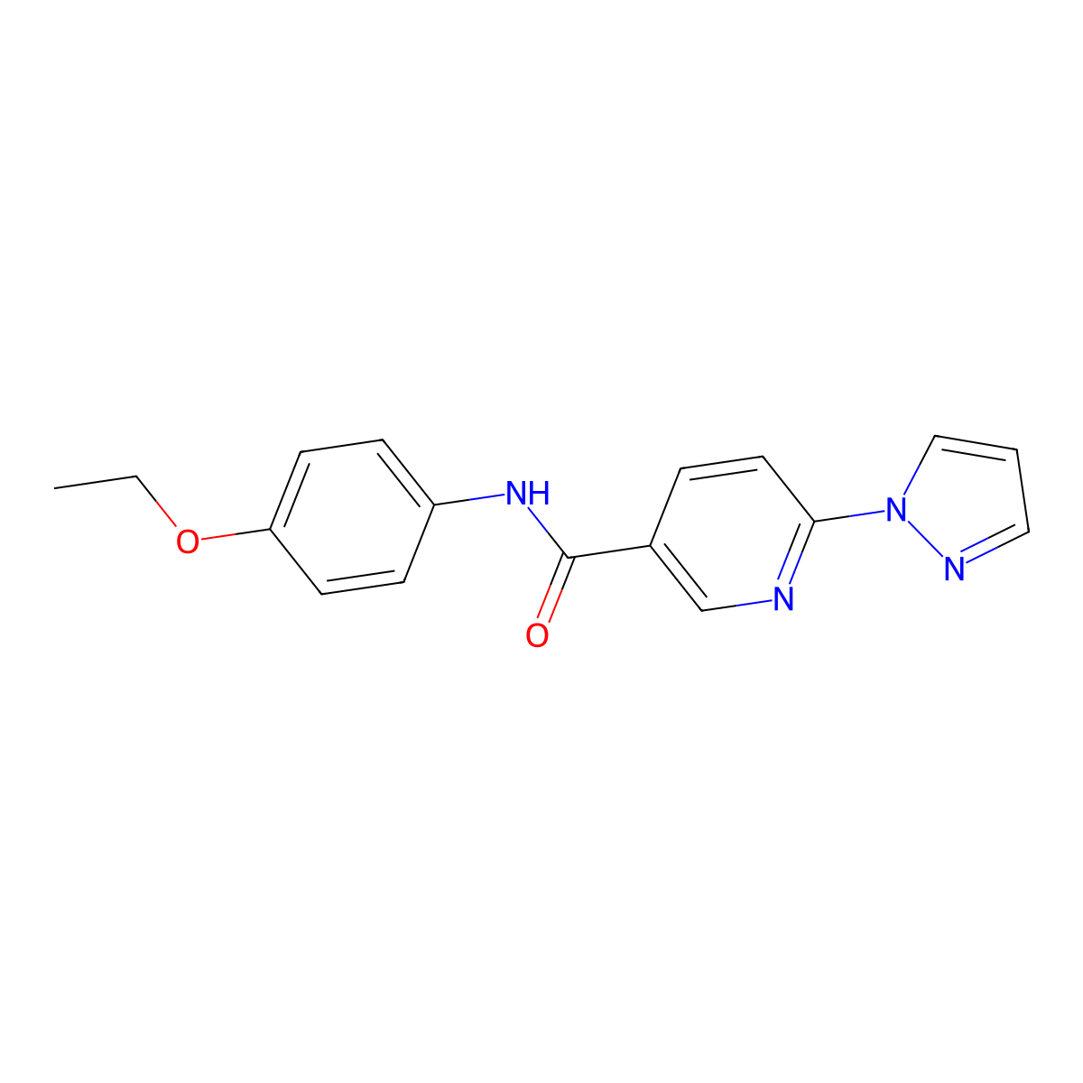 N-(4-ethoxyphenyl)-6-(1H-pyrazol-1-yl)nicotinamide molecular structure, CAS 321533-68-0