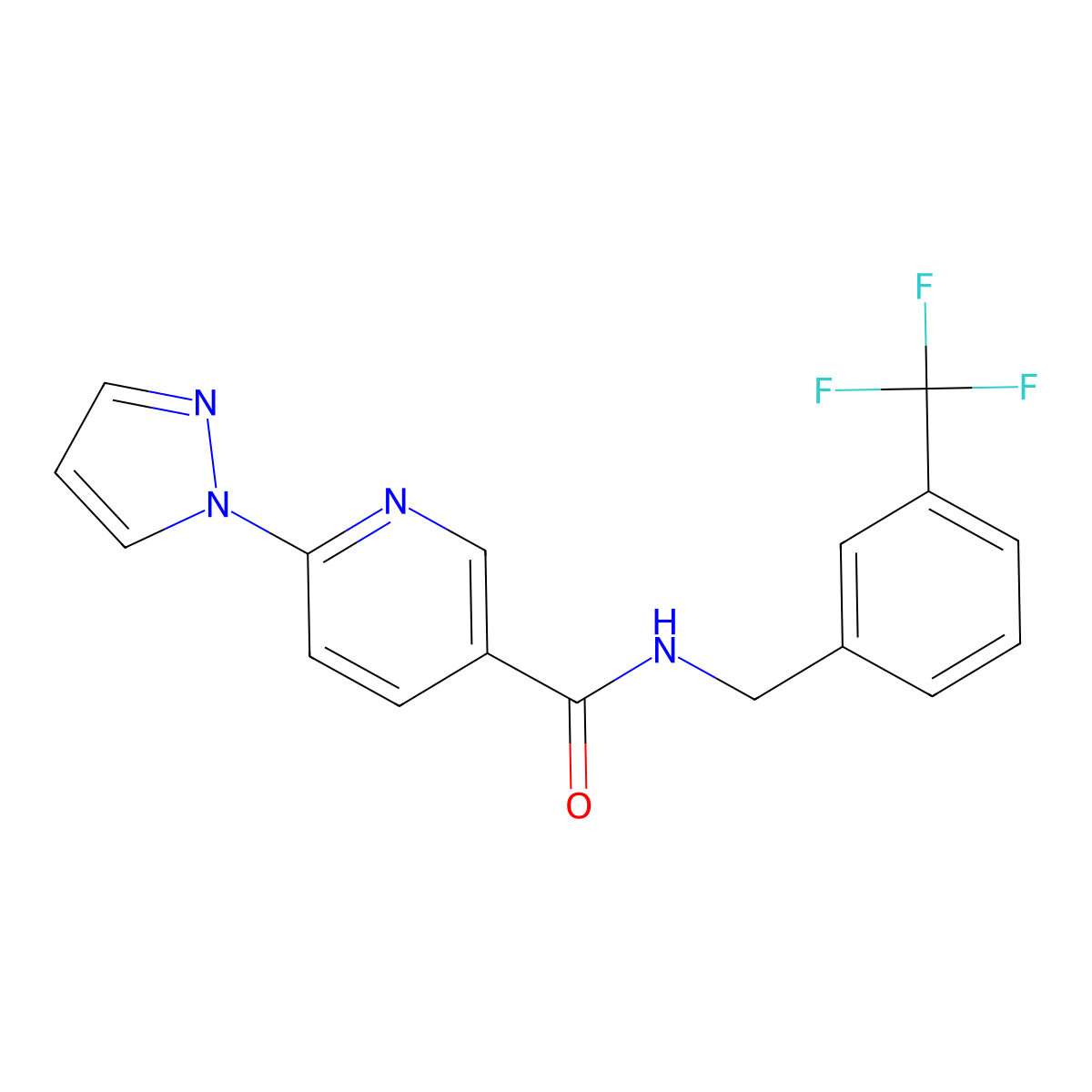 6-(1H-pyrazol-1-yl)-N-[3-(trifluoromethyl)benzyl]nicotinamide molecular structure, CAS 321533-73-7