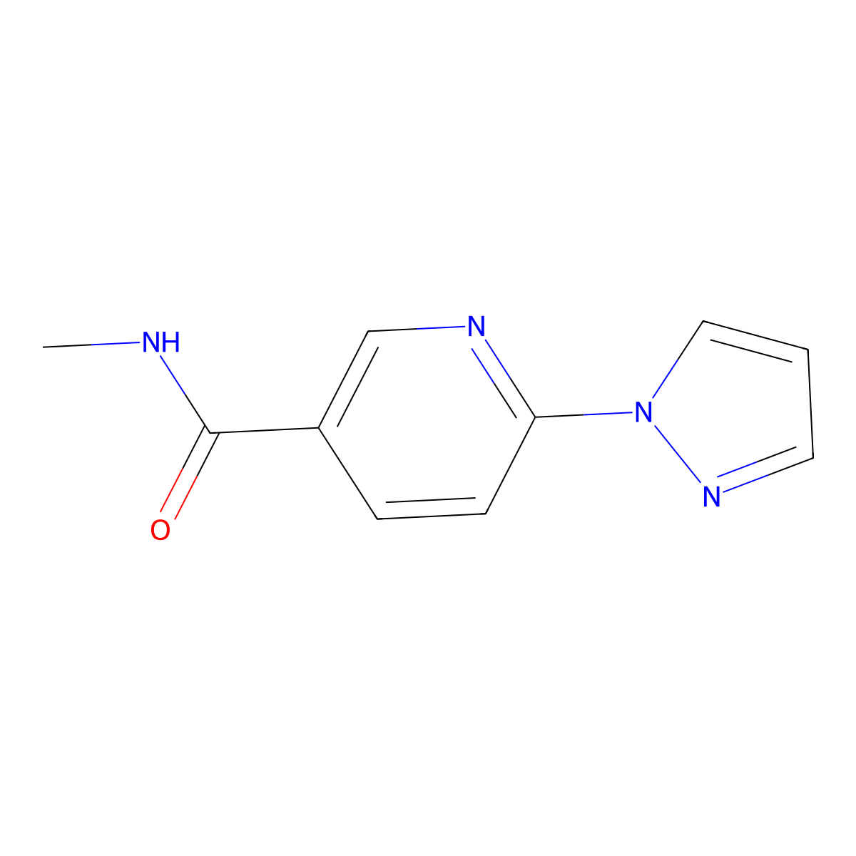 N-methyl-6-(1H-pyrazol-1-yl)nicotinamide molecular structure, CAS 321533-79-3