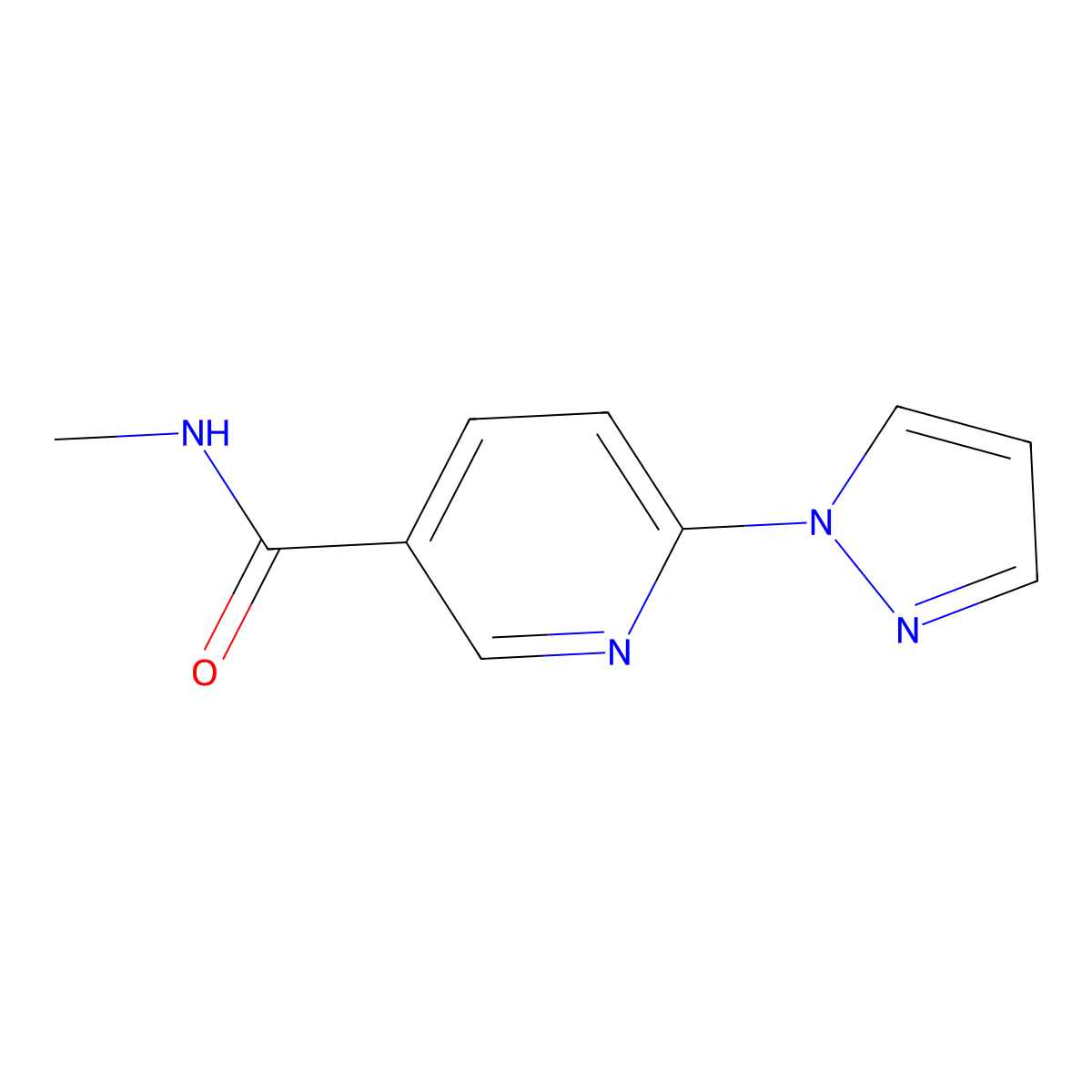 N-methyl-6-(1H-pyrazol-1-yl)nicotinamide molecular structure, CAS 321533-79-3