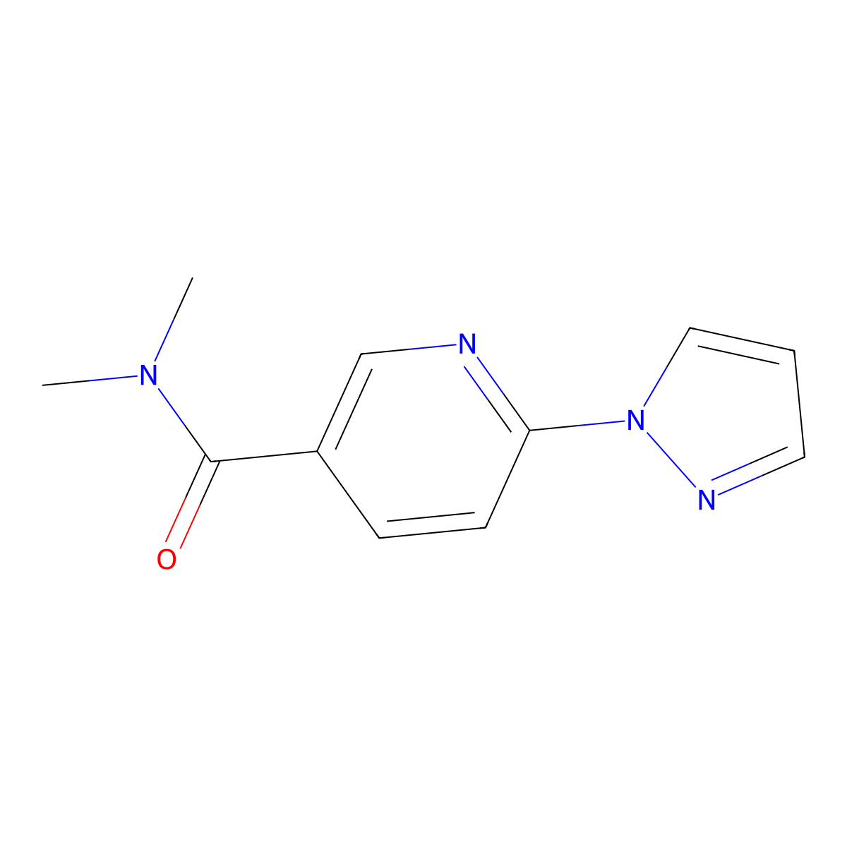 N,N-Dimethyl-6-(1H-pyrazol-1-yl)-3-pyridinecarboxamide molecular structure, CAS 321533-80-6
