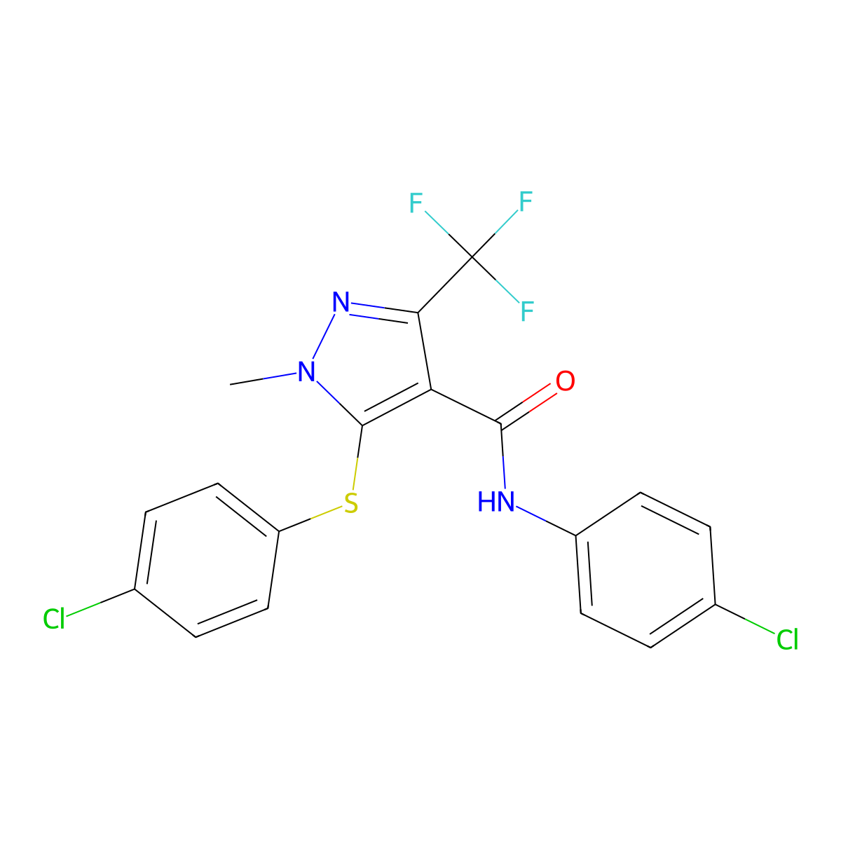 N-(4-chlorophenyl)-5-[(4-chlorophenyl)sulfanyl]-1-methyl-3-(trifluoromethyl)-1H-pyrazole-4-carboxamide molecular structure, CAS 321533-82-8