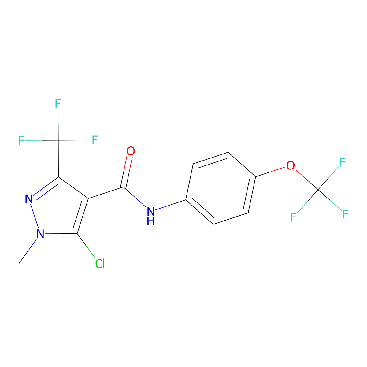 5-chloro-1-methyl-N-[4-(trifluoromethoxy)phenyl]-3-(trifluoromethyl)-1H-pyrazole-4-carboxamide molecular structure, CAS 321533-83-9