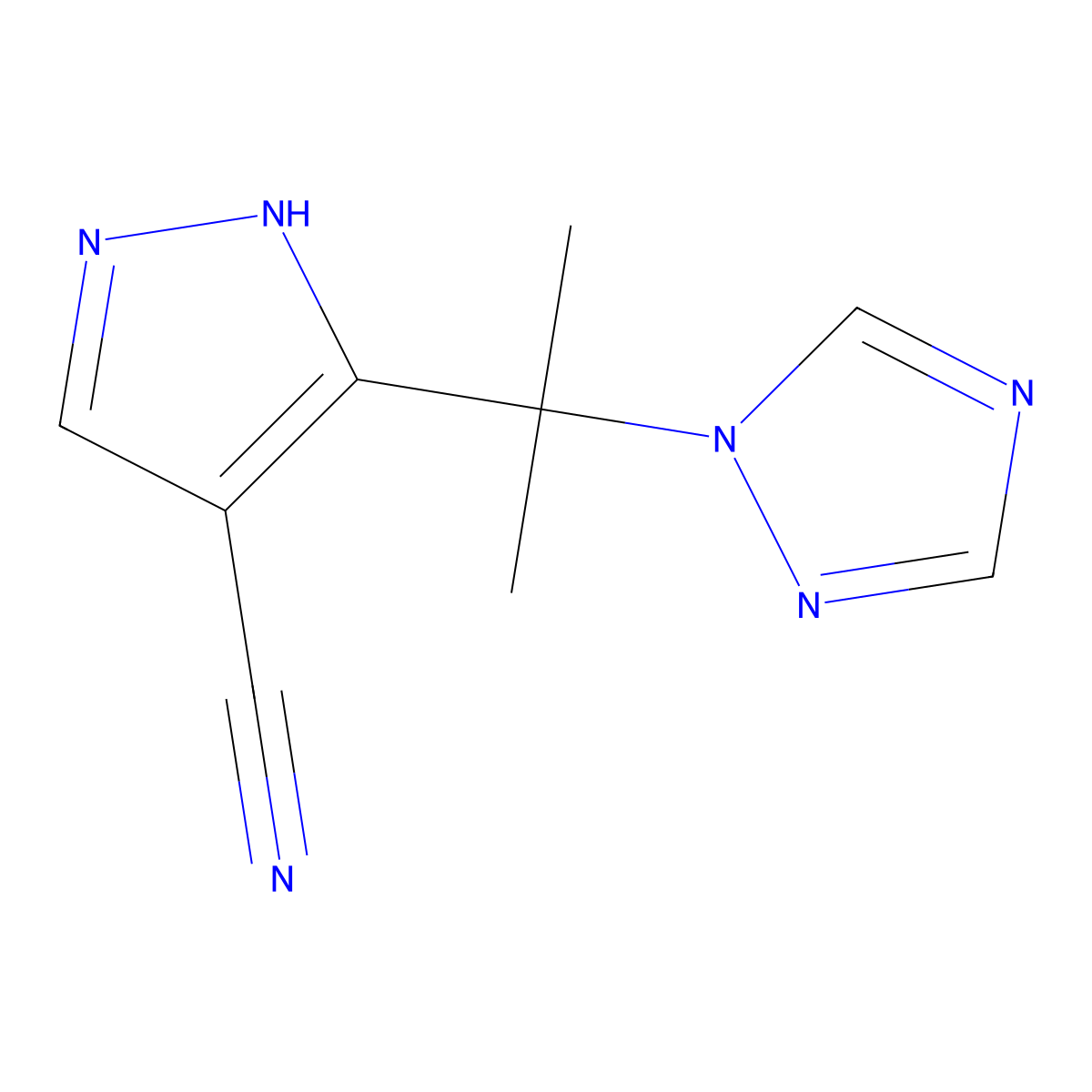 5-[1-methyl-1-(1H-1,2,4-triazol-1-yl)ethyl]-1H-pyrazole-4-carbonitrile molecular structure, CAS 321533-96-4