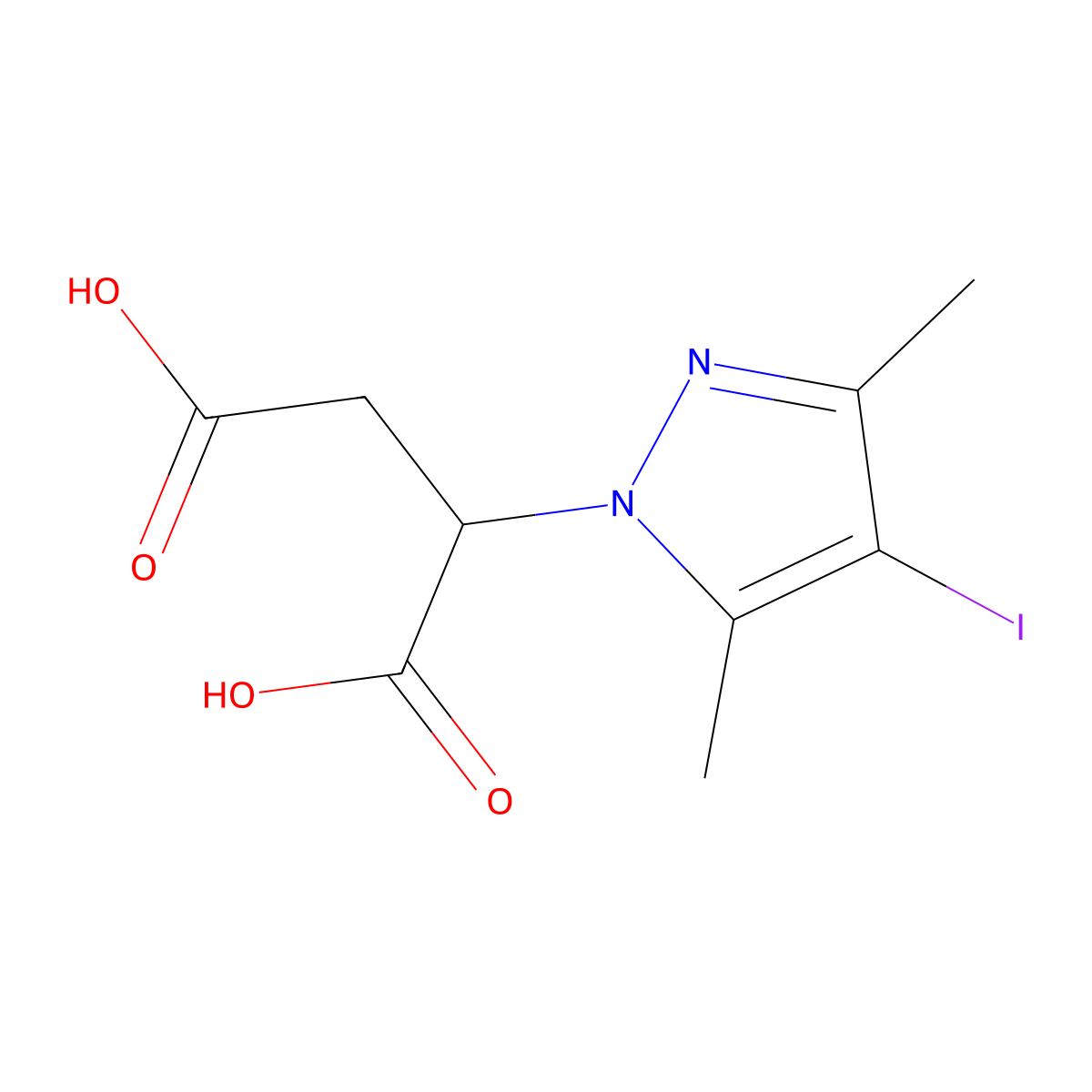 2-(4-Iodo-3,5-dimethyl-1H-pyrazol-1-yl)succinic acid molecular structure, CAS 321534-43-4