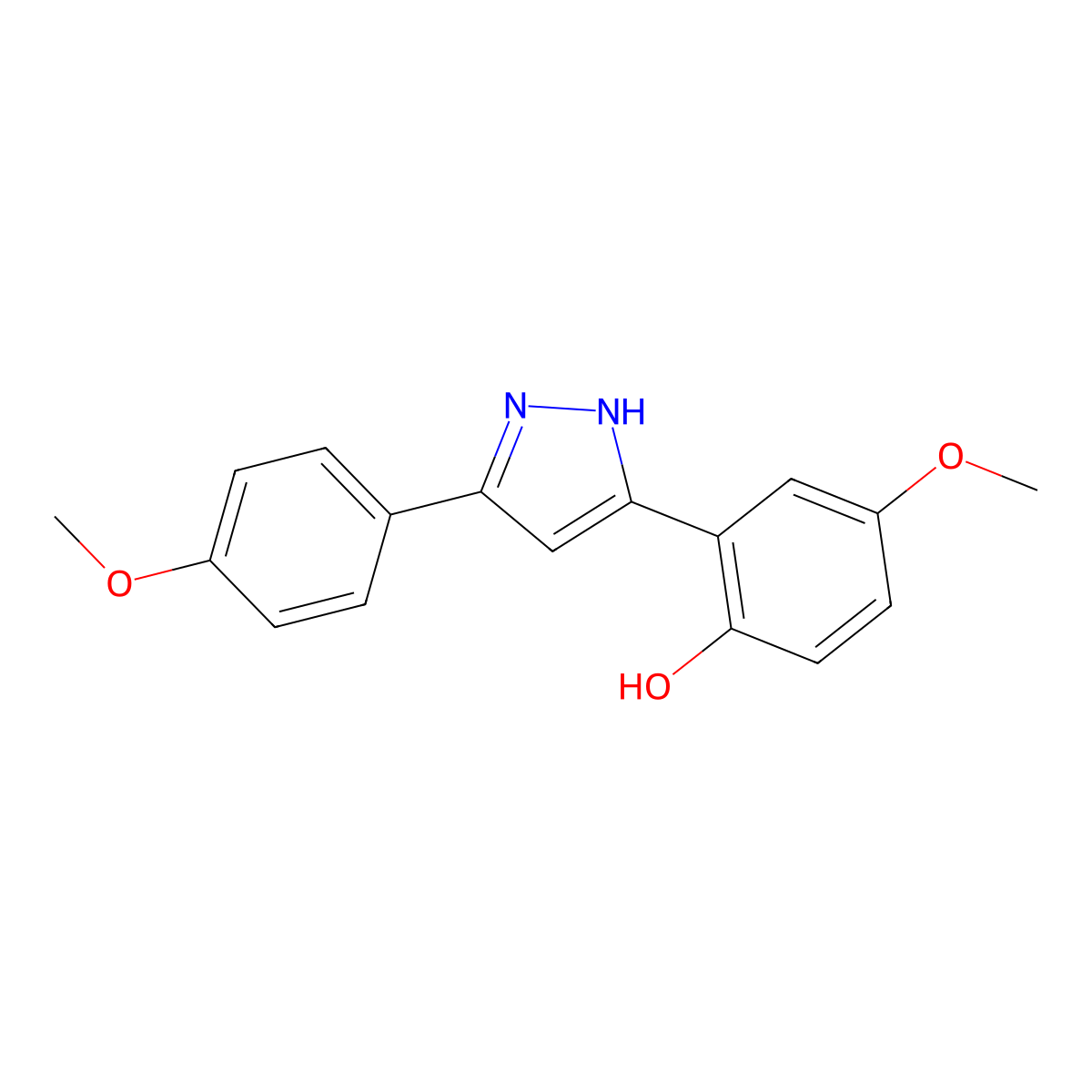 4-Methoxy-6-[5-(4-methoxyphenyl)-1,2-dihydropyrazol-3-ylidene]-1-cyclohexa-2,4-dienone molecular structure, CAS 321534-49-0