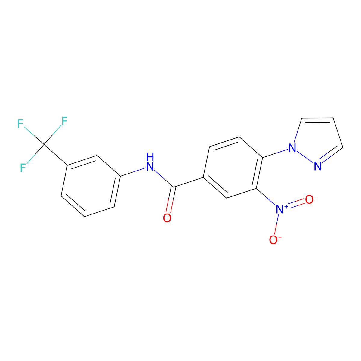 3-nitro-4-(1H-pyrazol-1-yl)-N-[3-(trifluoromethyl)phenyl]benzenecarboxamide molecular structure, CAS 321534-59-2
